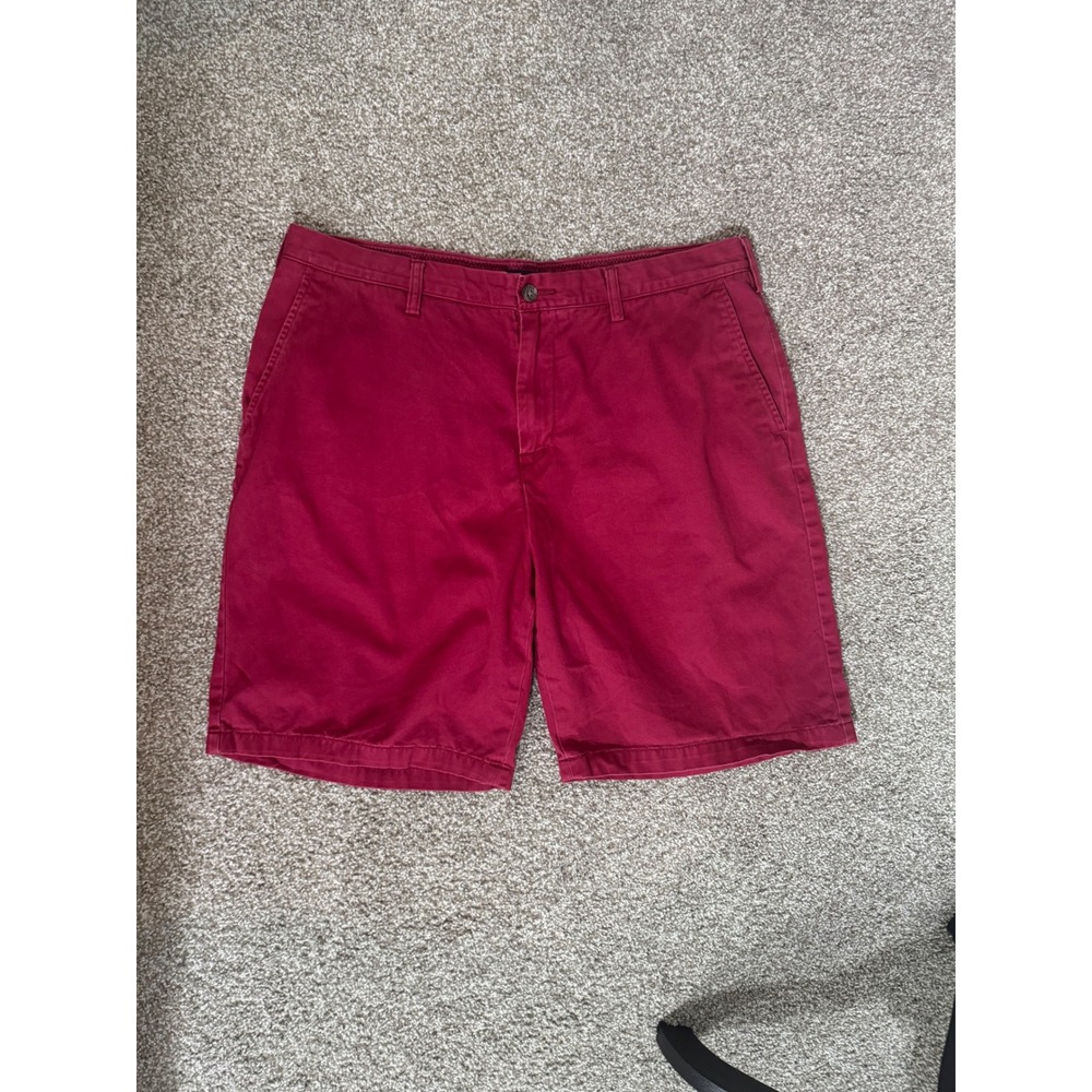 Nautica Mens 38W Chino Shorts Burgundy Red Cotton Twill Flat Front Casual Summer